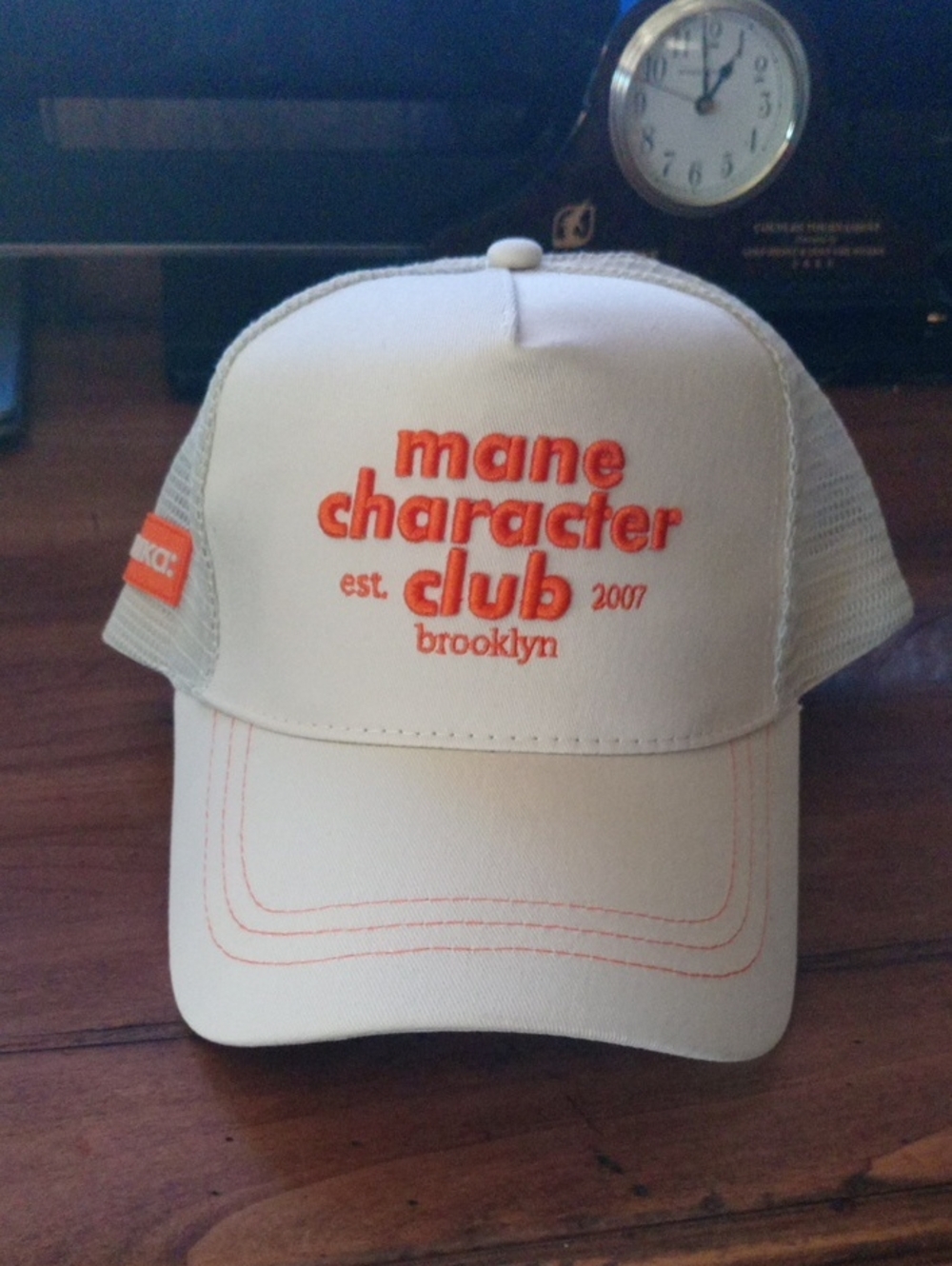 Ladies Mane Character Club Brooklyn Beige & Orange Trucker Hat